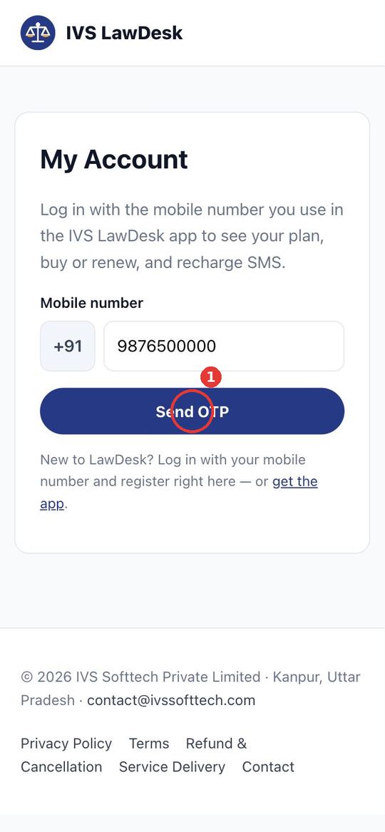 Log in on the website