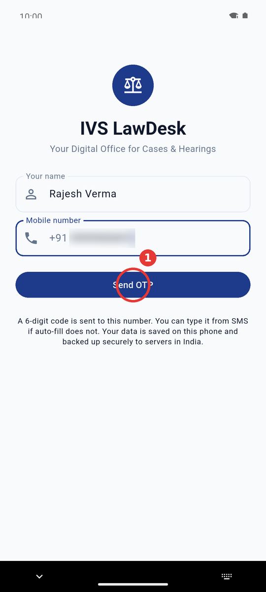Open the app: name and mobile