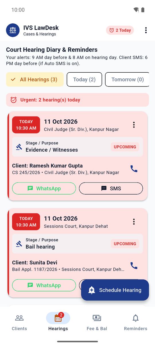 Alerts 9 AM day before, 8 AM on the day