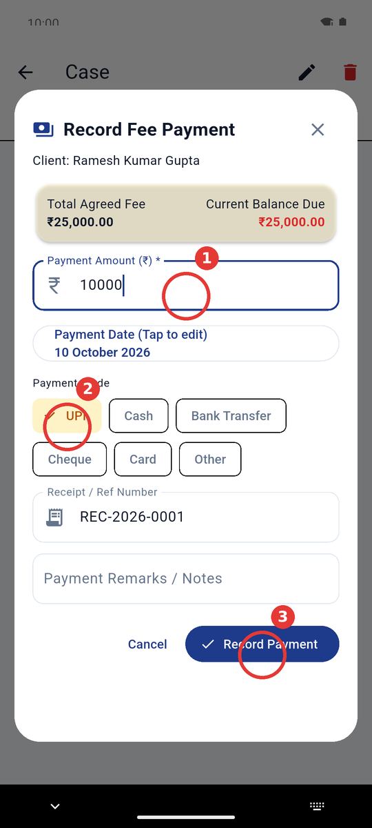 Amount and mode