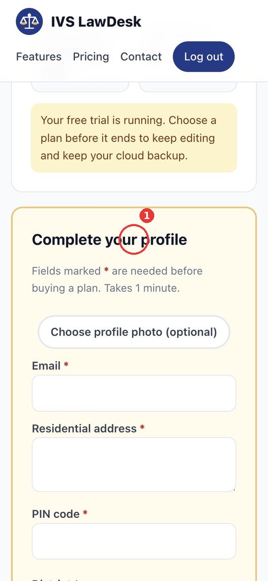 Complete your profile